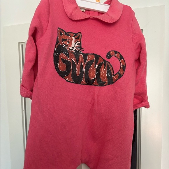Logo graphic-cat print cotton romper - Picture 1 of 4